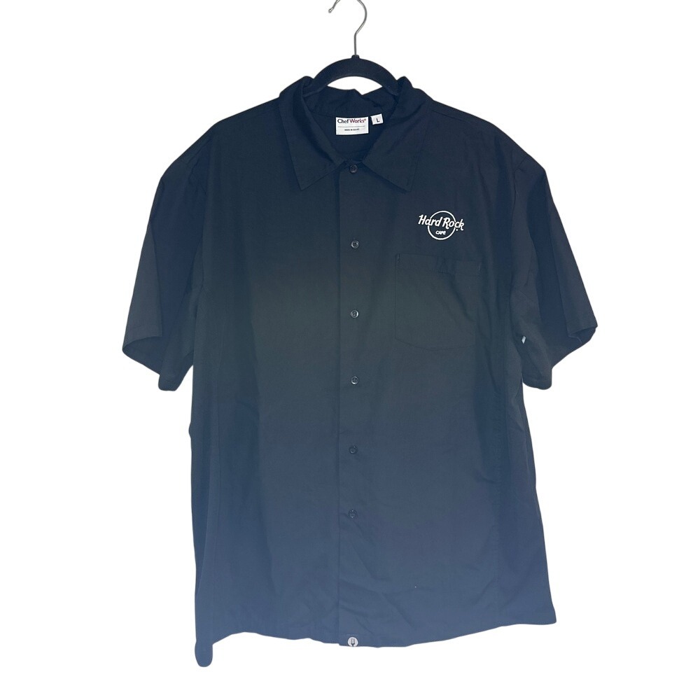 Chef Works Hard Rock Cafe‎ Black Kitchen Chef Button Up Short Sleeve Shirt
